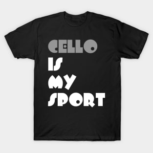 Cello Is My Sport Typography White Design T-Shirt